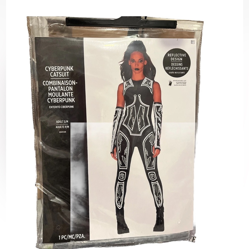Cyberpunk Catsuit New in Pkg. For Women Size Small Medium - Bold Black & White